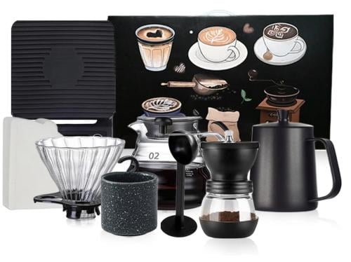 مجموعة ماكينة تحضير القهوة v60 من موتيزن، 8 قطع مج...