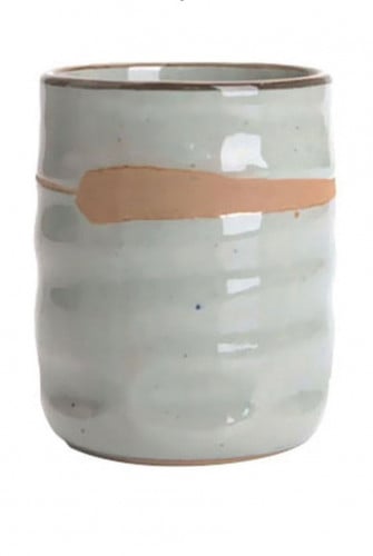 كوب خزف حجري يدوي أبيض./بيج 200ملj
