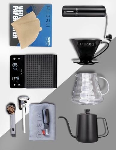 طقم ماكينة تحضير القهوة في 60، مطحنة قهوة بالتنقيط...