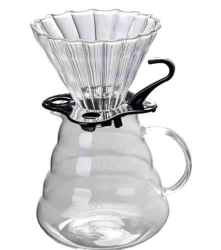وعاء قهوة يدوي V60 مزود بفلتر شفاف 20x12سم