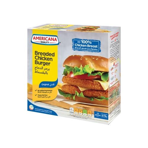 امريكانا برجر دجاج بالبقسماط 12 قطعة 678غ