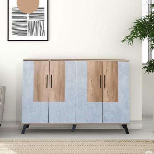 دولاب احذيه كبير خشبي ورمادي