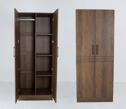 دولاب ملابس درفتين لون بني غامق