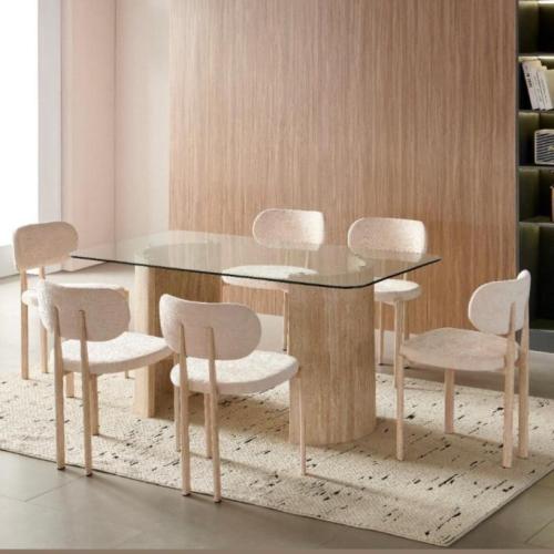 طاوله طعام 6 كراسي بيج