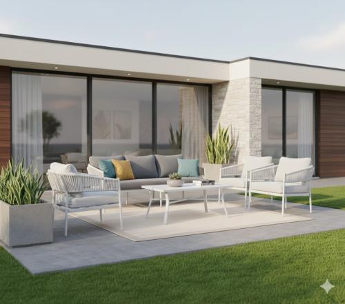 طقم جلسه حديقه لون بيج فاتح 7 كراسي