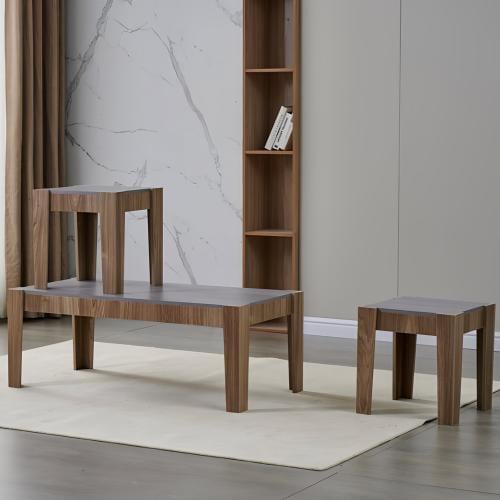 طقم طاوله قهوه 3 قطع لون بني ورمادي ماليزي