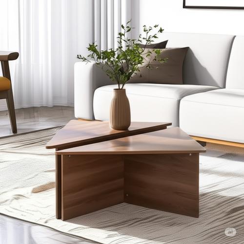 طاوله قهوة وسط بتصميم مميز مكون من قطعتين بني