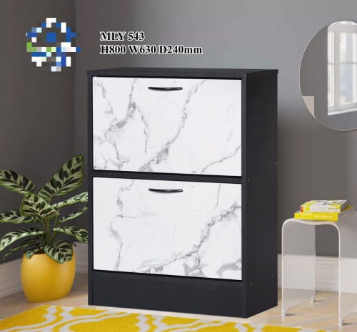 خزانة احذية درفتين اسود وابيض خشب