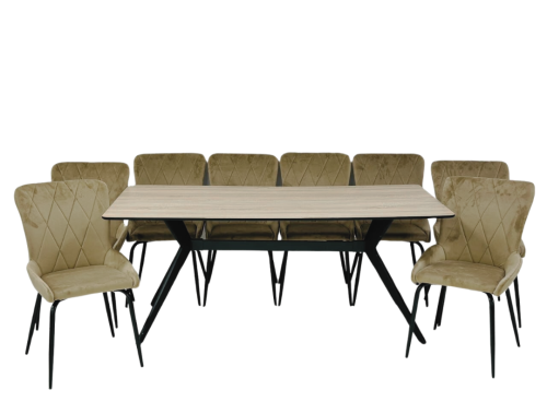 طاوله طعام 8 كراسي بيج خشبي