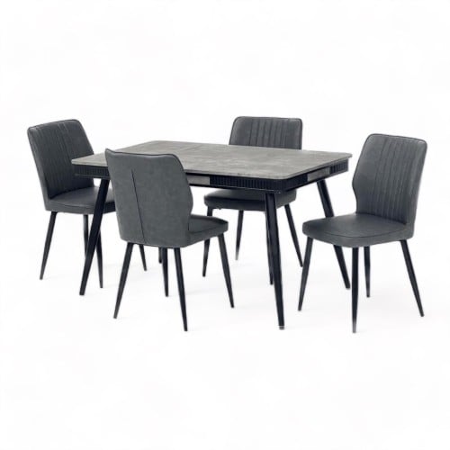 طقم طاوله طعام 4 كراسي رمادي