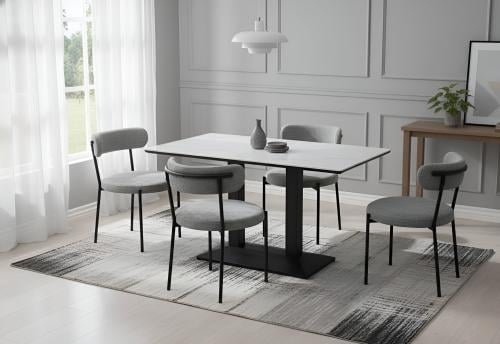 طقم طاوله طعام سيراميك مودرن ٤ كراسي لون رمادي