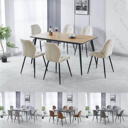 طاوله طعام 6 اشخاص لون بني بيج رمادي