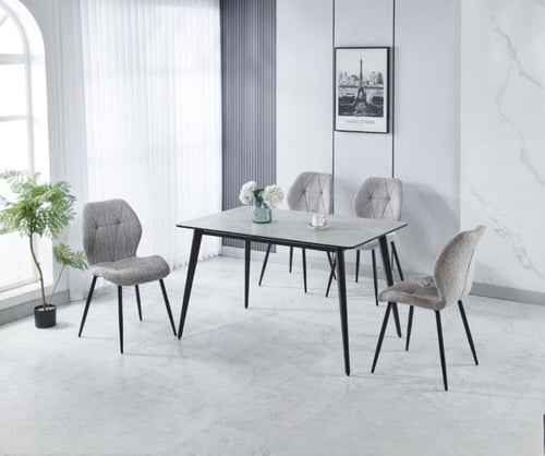 طاوله طعام جديده 4 كراسي بيج بني رمادي