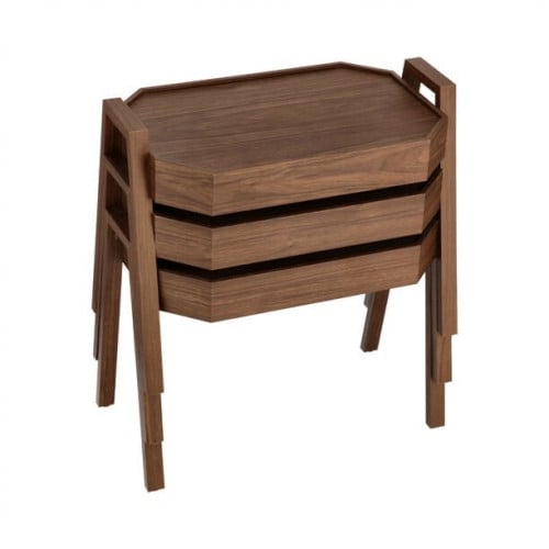 طاولات تقديم وضيافة 3 قطع بني