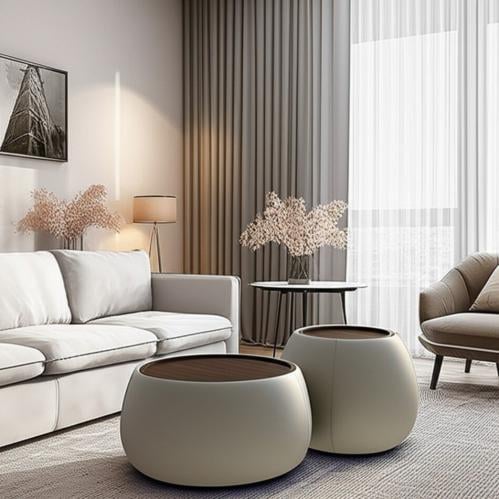 طقم طاولة قهوة عصرية بقاعدة جلد طاوله صغيره وكبيره