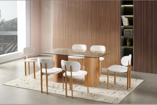 طاوله طعام 6 كراسي بيج