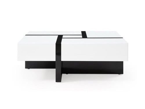 طاوله قهوه وسط مربعه لون ابيض ب ادراج مخفيه