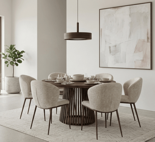 طاوله طعام دائريه خشب 6 كراسي