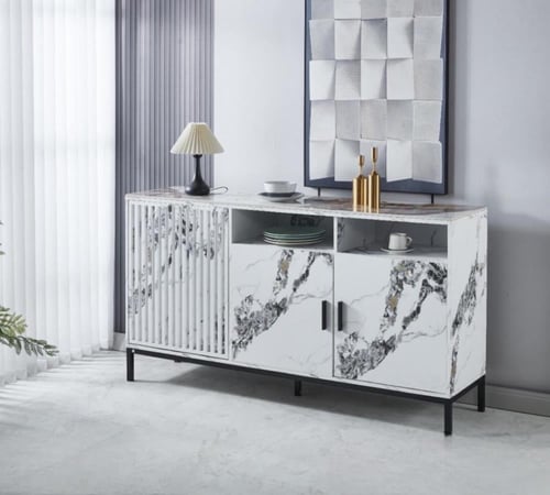 بوفيه فخم سطح سيراميك لون ابيض واسود