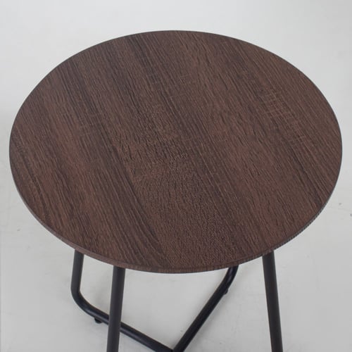 طاوله جانبيه مفرده لون بني محروق وقواعد حديد اسود