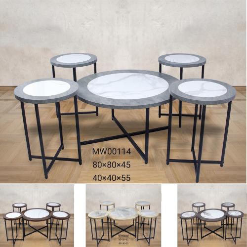 طقم طاولات دائريه خشب وسيراميك انيقه