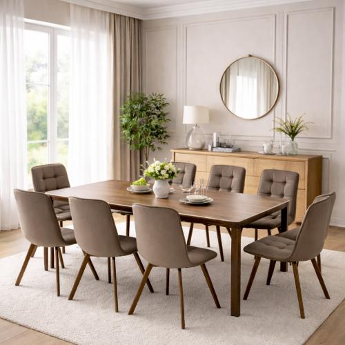 طاوله طعام رخام 8 كراسي بني متينه