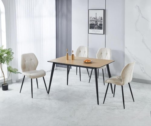 طاوله طعام جديده 4 كراسي بيج بني رمادي