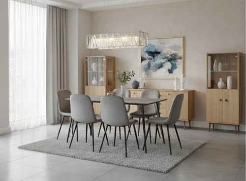 طقم طاوله طعام خشب 4 كراسي الوان متعدده بني _ رماد...