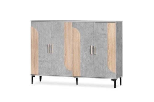 خزانه احذيه مقاس كبير لون رمادي وخشبي