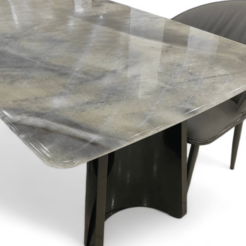 طاولة طعام سطح خشب بديل رخام