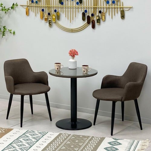 طقم طاولة كوفي وكرسيين بني واسود