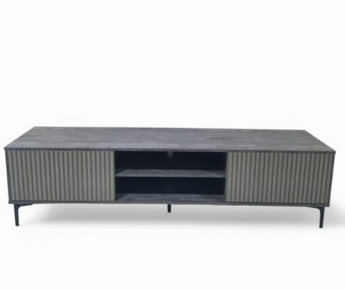 طاولة تلفاز بشكل بديل الخشب لون رمادي مقاس 180 سم...