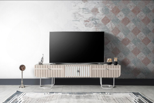 طاوله تلفاز فضي رصاصي موديل حديث