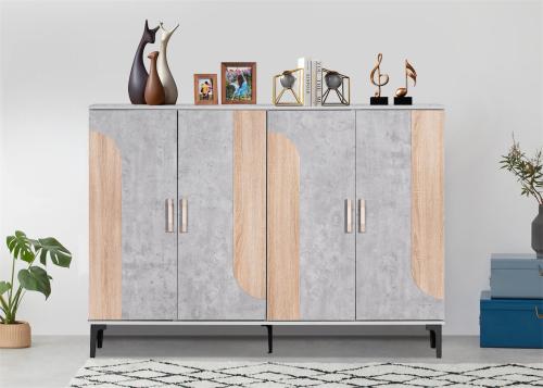 خزانه احذيه مقاس كبير لون رمادي وخشبي