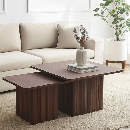 طقم طاوله قهوه قطعتين شكل مربع