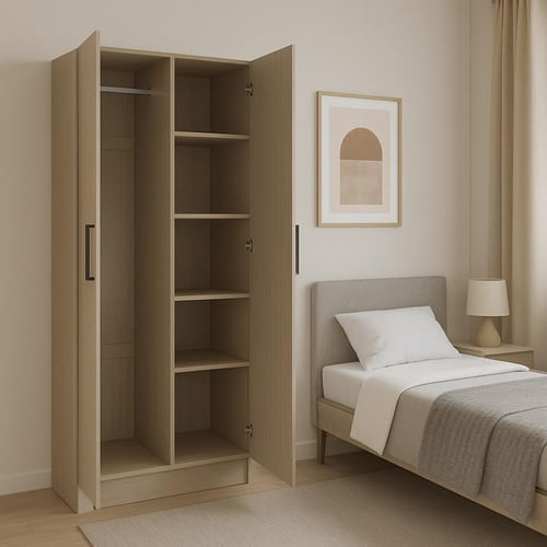 دولاب ملابس بابين لون بيج غامق