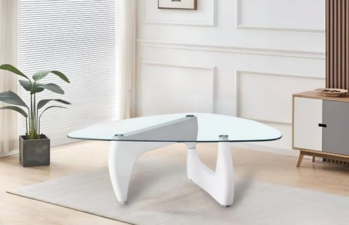 طاوله وسط سطح زجاج بلونين ابيض و اسود