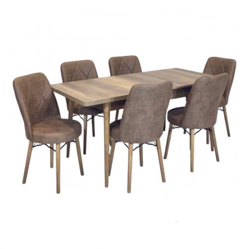 مائدة سفره طعام 6 كراسي لون بني