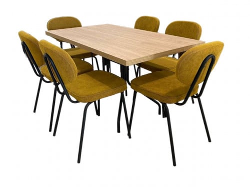 طاولة طعام 6 كراسي اصفر