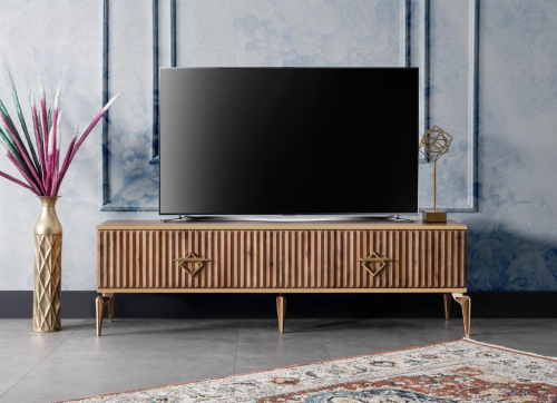 طاولة تلفزيون تركي 180 سم بني وذهبي