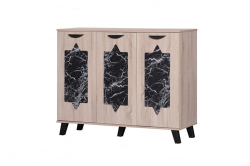 خزانه احذيه 3 درف خشبي واسود ماليزي