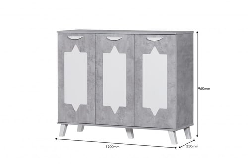دولاب احذيه رمادي وابيض ثلاث ابواب