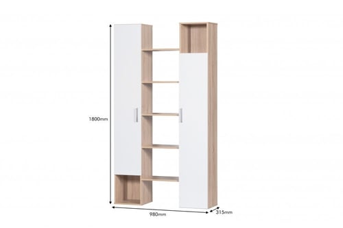 مدخل وحدة تخزين ابيض وخشبي