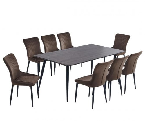 طقم طاولة طعام 8 كراسي بني