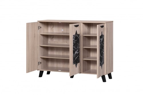 خزانه احذيه 3 درف خشبي واسود ماليزي