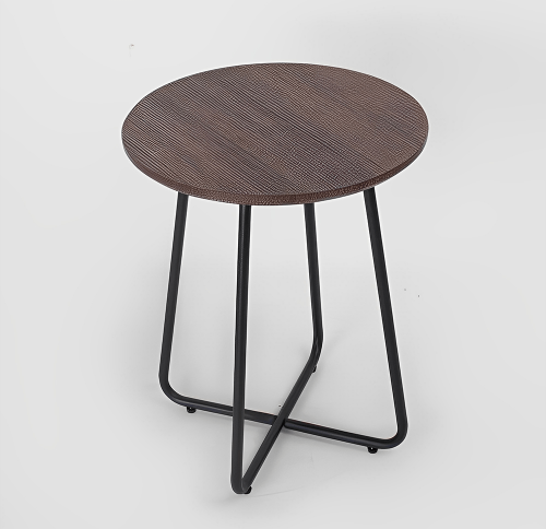 طاوله جانبيه مفرده لون بني محروق وقواعد حديد اسود