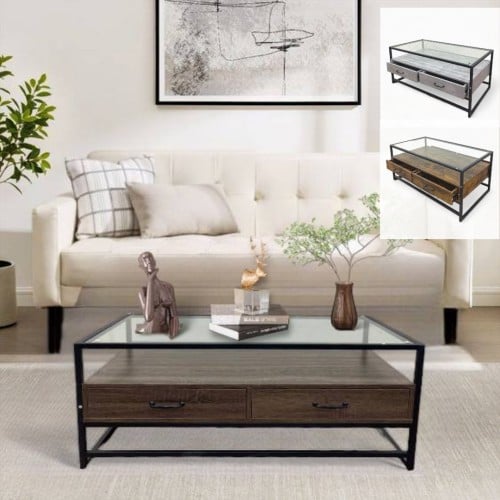 طاولة قهوة وسط مع ادراج الوان متعدده