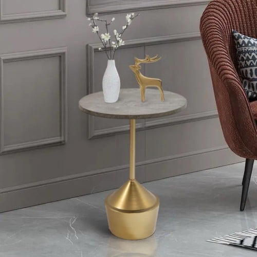 طاوله جانبيه مفرده لون رمادي وذهبي