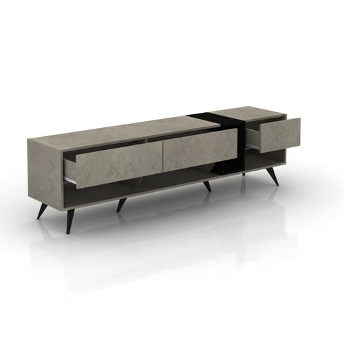 طاوله تلفزيون مودرن حديث رمادي واسود ماليزي