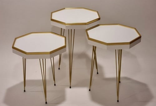 طاولات خدمة 3 قطع ابيض